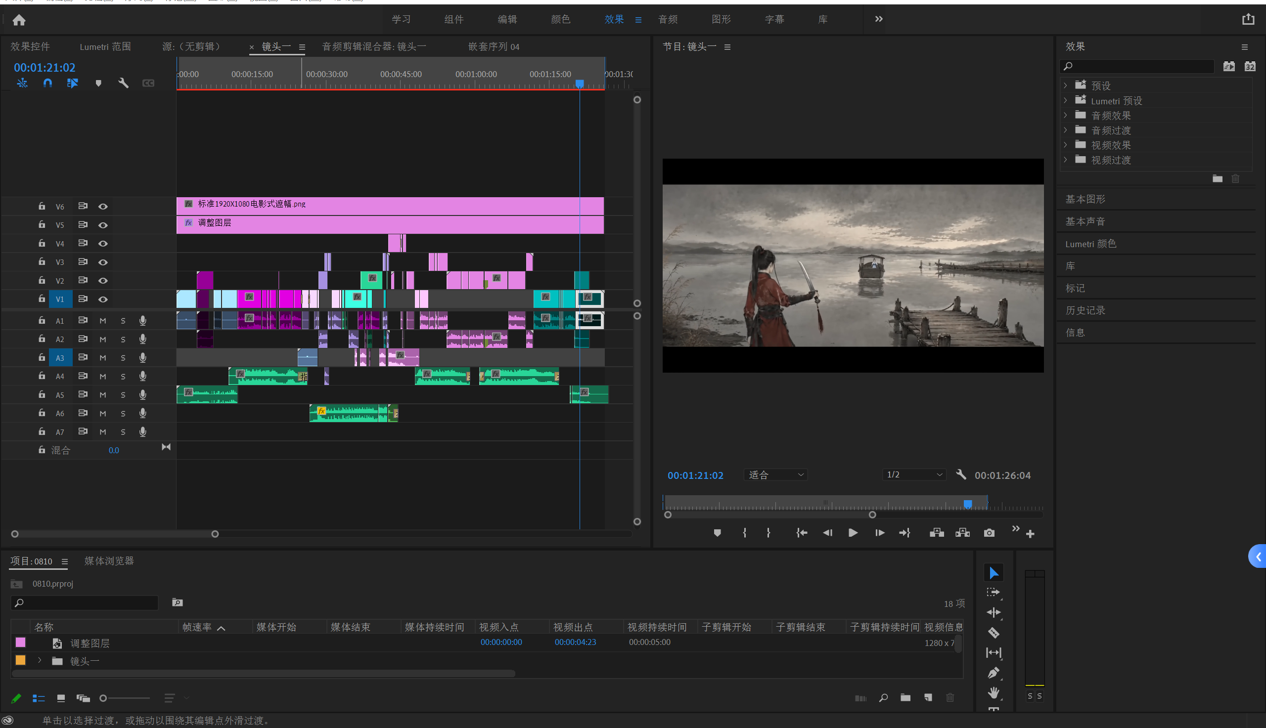《渡口无归》Premiere Pro 后期时间线
